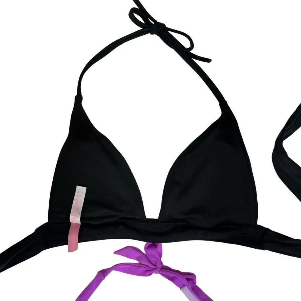 Victoria’s Secret 2 Bikini Tops Solid Purple & Black Size Small